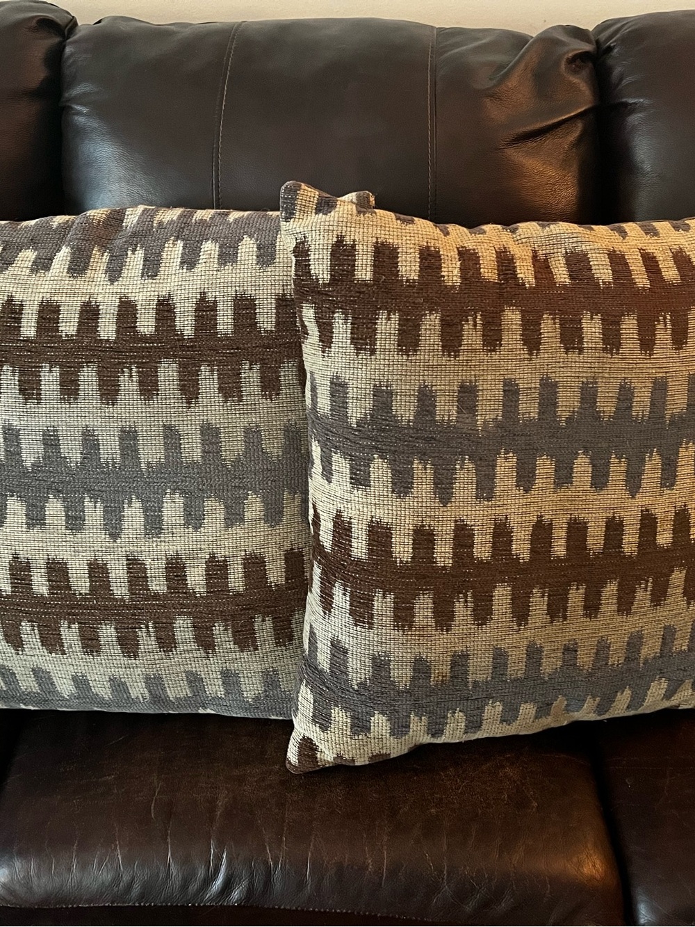 Neutral Geometric Accent Pillow Pair - Brown & Gray set of 2